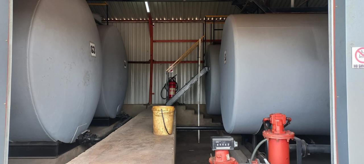Depot pump and metering equipment next to storage tanks