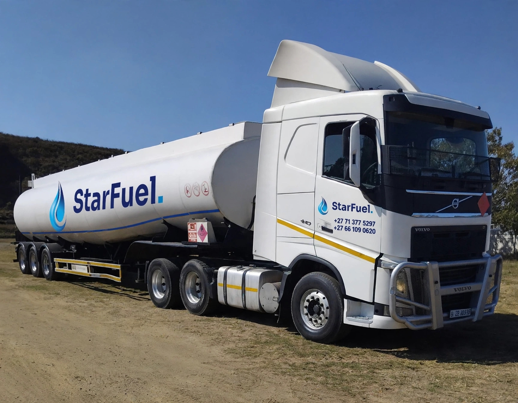 StarFuel Volvo fuel tanker parked on site